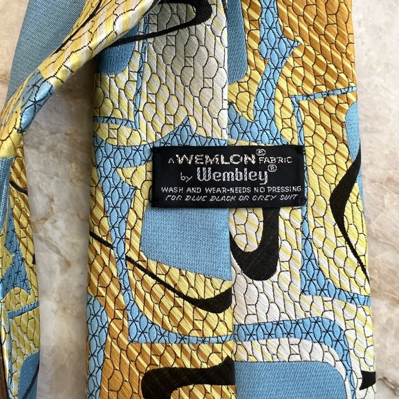 Vintage Wemlon Wembley Men's Geometric Tie Gold - Picture 5 of 5